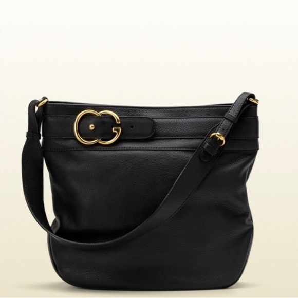 Gucci Handbags - GUCCI Leather Large Ride Shoulder Bag Black